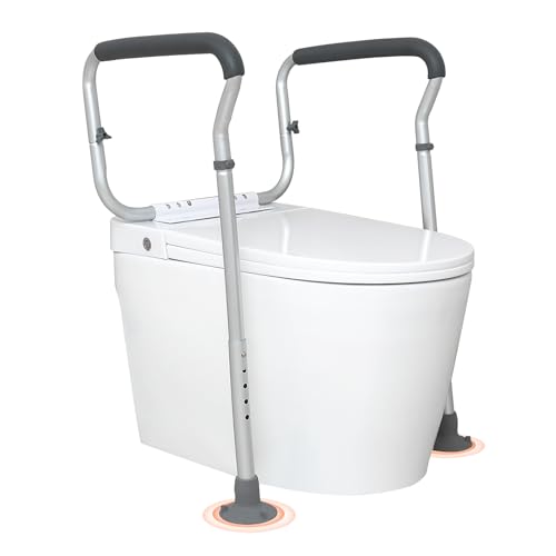 VEVOR Toiletten Aufstehhilfe Toilettensitzerhöhung Armlehne 45–55 cm / 67-77 cm Einstellbar, 136 kg Tragfähigkeit Robust WC Aufstehhilfe Toiletten Haltegriffe Toilettensitzerhöhung WC Haltegriff von VEVOR