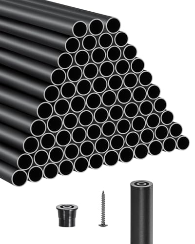 VEVOR Treppengeländer, 101er-Pack, 26 Zoll Aluminium-Treppengeländer, 3/4 Zoll wasserdichtes rundes Metallspindelgeländer, Hohldeckgeländer mit Geländerkappen und Schrauben für Treppen, Veranda von VEVOR