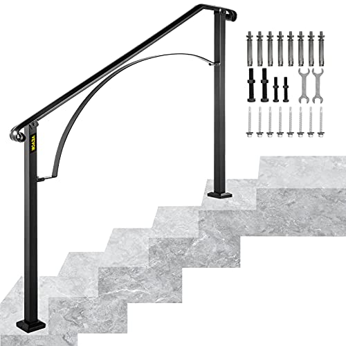VEVOR Treppengeländer Schmiedeeisen Eingangsgeländer Bogen Form geeignet für 4 bis 5 Stufen für außen Schwarz von VEVOR