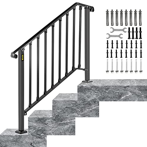 VEVOR Treppengeländer Schmiedeeisen Eingangsgeländer geeignet für 3 bis 4 Stufen für außen Schwarz von VEVOR