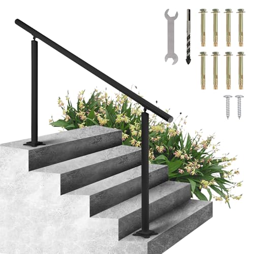 VEVOR Treppengeländer ohne Querstreben 152,8x91cm Handlauf Max. Höhe für Stufen Geländer aus Aluminium 70kg Tragfähigkeit Schwarz Ideal für Treppe mit 0-5 Stufen Veranden Gärten Hotels Garagen von VEVOR