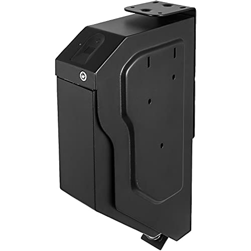 VEVOR Tresor Feuerfest mit Schlüssel 3.1 x 19 x 35.5 cm, Tresor mit Zahlenschloss 3,3 kg, Pistolentresor Feuerfest Wasserdicht mit Fingerabdruck, Möbeltresor Elektronikschloss mit Stahlkonstruktion von VEVOR