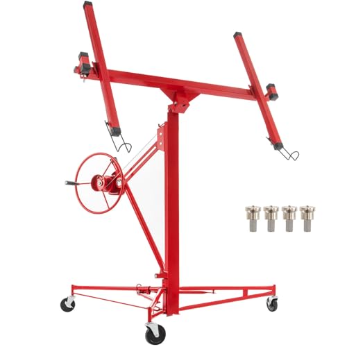 VEVOR Professioneller Gipskartonplatten-Heber, belastbar bis 68 kg, Hebt Gipskartonplatten, faltbar, für Wände und Decken, 120 cm - 335 cm Arbeitshöhe von VEVOR