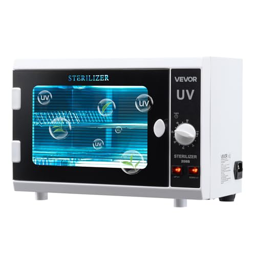 VEVOR UV Sterilisator Nagelwerkzeug-Reinigungsmaschine (12 L / 12 W) multifunktionale Nagelreiniger Sterilisator mit Timer-Einstellung & Knopfsteuerung Reinigungskabinett mit Tür aus gehärtetem Glas von VEVOR