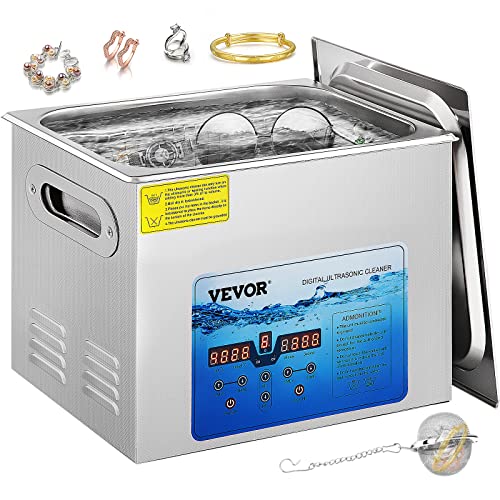 VEVOR Ultraschallreiniger 15 L Ultraschallgerät, 35,5 x 32,5 x 15 cm Ultraschallreinigungsgerät Ultrasonic Cleaner mit Zeitschaltuhr für Schmuck, Brillen, Leiterplatten, Zahnmedizinische Geräte von VEVOR