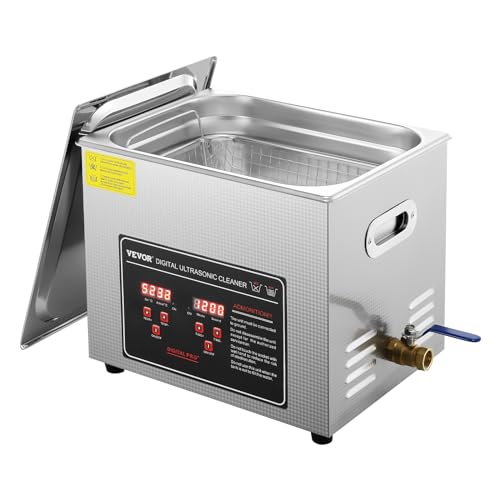 VEVOR Ultraschallreiniger Ultraschall Edelstahl-Reinigungsgerät 300 W, 10 L Ultraschallreinigungsgerät mit Digitaler Anzeige 0-30 Min, Reinigung Ultraschall für Schmuck, Brillen, Uhren usw. von VEVOR