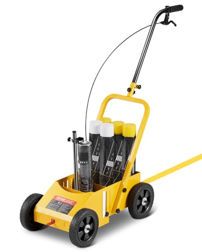 VEVOR Markierungsmaschine Streifenmarkierungsmaschine 56-102 mm (einstellbare Streifenbreite), 61 x 33 x 90 cm, 4 Räder, Hochleistungs-Markierungsmaschine für Straßen Parkplätze Sportplätze, Gelb von VEVOR