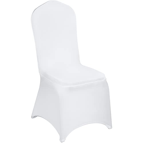 VEVOR Universell Weiße Elegante Stuhl 50 STK Polyester Und Elasthan Spandex Stuhlhussen Stretch Stuhlüberzug Stuhlbezug Husse Stuhlschutz Elastisch Hochzeit Wedding Party Chair Covers von VEVOR