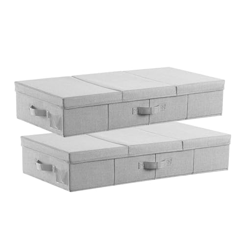VEVOR Unterbettkommode Unterbettaufbewahrungstasche 2 Stk. (805 x 405 x 155 mm) Unterbettbehälter mit Deckel, Aufbewahrungsbox für Kleidung Schuhe Schlafzimmer Kleideraufbewahrungstasche 48 L von VEVOR