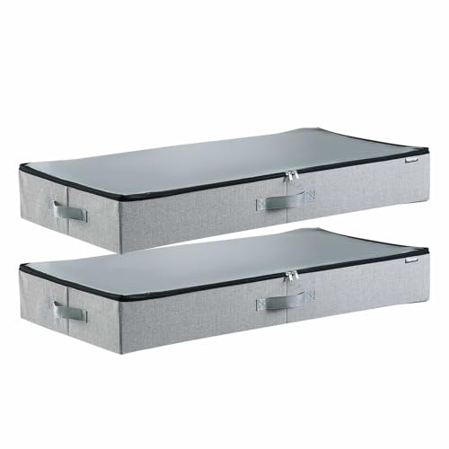VEVOR Unterbettkommode Unterbettaufbewahrungstasche 2 Stk. (85x43x12cm) Unterbettbehälter mit Deckel, Aufbewahrungsbox für Kleidung Schuhe Schlafzimmer Kleideraufbewahrungstasche 45 L von VEVOR