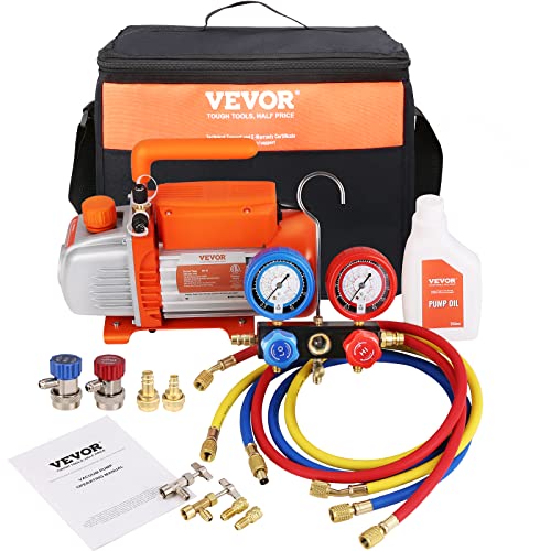 VEVOR Vakuumpumpe 100L/min Unterdruckpumpe A2L-explosionsgeschützt 150W 220V/50HZ 1440U/min 55-276bar 250ml-Ölkapazität HVAC-Vakuumgeräte Verteiler-Manometer-Set Klimaanlage Kfz-Kühlsystemen VEVOR Vakuumpumpe 100L/min Unterdruckpumpe A2L-explosionsgeschützt 150W 220V/50HZ 1440U/min 55-276bar 250ml-Ölkapazität HVAC-Vakuumgeräte Verteiler-Manometer-Set Klimaanlage Kfz-Kühlsystemen von VEVOR