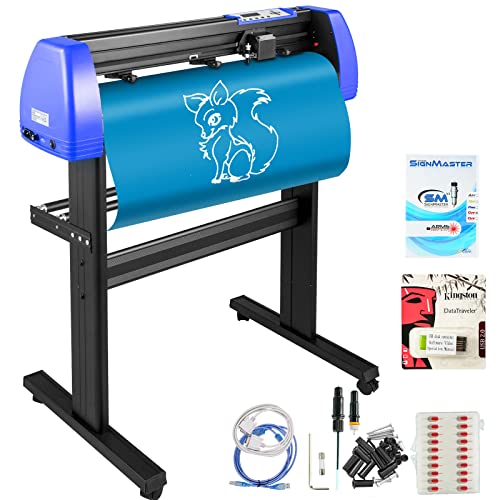 VEVOR Vinyl Schneidplotter 870mm Profi Plotter Schwarz und Blau Vinylschneider 20 Klingen Plotter Drucker Viny Folienplotter mit Signmaster Software Cutter Plotter für Schilder Papierzufuhr von VEVOR