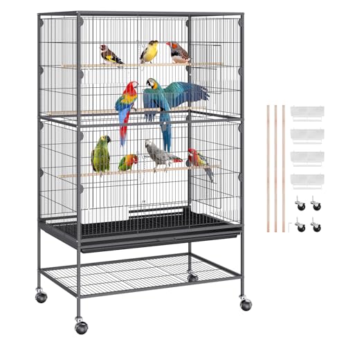 VEVOR Vogelvoliere 79x51x132cm Vogelkäfig aus Q195-Kohlenstoffstahl Vogelhaus Geeignet für 2-3 mittelgroße bis große Vögel Voliere mit Schloss Vogelheim Vogelbauer von VEVOR