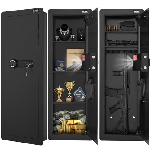 VEVOR Waffentresor Wandtresor Safe mit 4 Ebenen 3 herausnehmbaren Regalen 6 Schlüsselhaltern LED-Licht Vibrationsalarm, Tastenfeld und Fingerabdruck, für Langwaffe Pässe Schmuck Bargeld Dokumente VEVOR Waffentresor Wandtresor Safe mit 4 Ebenen 3 herausnehmbaren Regalen 6 Schlüsselhaltern LED-Licht Vibrationsalarm, Tastenfeld und Fingerabdruck, für Langwaffe Pässe Schmuck Bargeld Dokumente von VEVOR