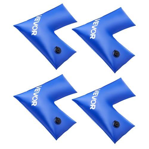 VEVOR Wassersack Eckausführung, 6er Pack à 570 x 565 mm, 0,4 mm Dicke PVC-Säcke mit auslaufsicherem Schraubverschluss, Pool Beschwerungssack zur Befestigung von Poolabdeckungen im Winter, blau von VEVOR