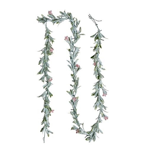 VEVOR Weihnachtsgirlande, 2,7 m, realistisches Grün, Tannengirlande, dekoriert mit Weinreben, Olivenblättern & Beeren, immergrüne Kunstgirlanden mit Lichterkette für Weihnachtsdeko für Kaminsims von VEVOR