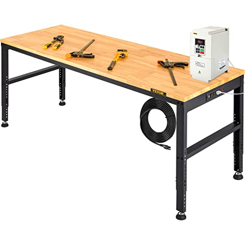 VEVOR Werkbank, 1549 x 508 mm Werkstatttisch, Höhenverstellbar 688-910 mm, 900 kg Kapazität, Inkl. Stromanschlüsse, Hartholz-Oberfläche, Metallrahmen & Fußpads, Ideal für Garage, Büro & Zuhause VEVOR Werkbank, 1549 x 508 mm Werkstatttisch, Höhenverstellbar 688-910 mm, 900 kg Kapazität, Inkl. Stromanschlüsse, Hartholz-Oberfläche, Metallrahmen & Fußpads, Ideal für Garage, Büro & Zuhause von VEVOR