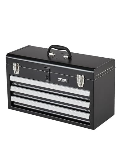 VEVOR Werkzeugkiste 520x218x304mm, Werkzeugkasten mit 3 Schubladen, Werkzeugkoffer mit EVA-Einlagen, Schubladenverriegelung mit Kugellagern und Pulverbeschichtung, multifunktionaler Werkzeug-Organizer von VEVOR