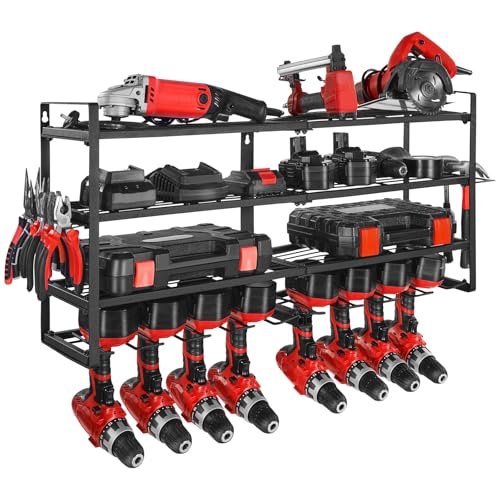 VEVOR Werkzeugspeicher Aufbewahrung Wandhalterung, 4-lagiges Lagerregal mit 8 Bohrerhaltern, Werkzeughalter mit Schraubendreherhalter, Garagen-Werkzeug-Organizer für Garage, Werkbank & Werkstatt VEVOR Werkzeugspeicher Aufbewahrung Wandhalterung, 4-lagiges Lagerregal mit 8 Bohrerhaltern, Werkzeughalter mit Schraubendreherhalter, Garagen-Werkzeug-Organizer für Garage, Werkbank & Werkstatt von VEVOR