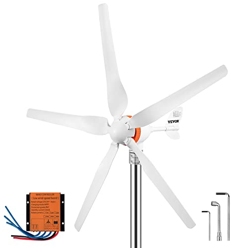 VEVOR Windturbinengenerator 300 W Windgenerator, 12 V Elektrisch MPPT Controller, 13 m/s Windkraftanlage mit 5 Blatt Laderegler Windkraftgenerator, Windkraftturbinengenerator für Stromergänzung von VEVOR
