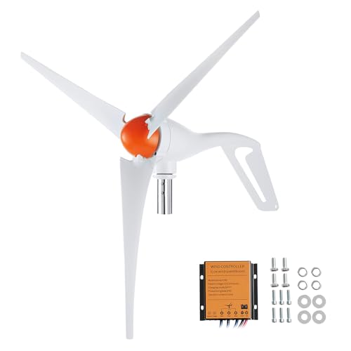 VEVOR Windkraftanlage 500W 24V Windkraftgenerator Windgenerator mit 3 Blätter MPPT-Regler einstellbare Windrichtung, 2,5 m/s Startwindgeschwindigkeit für Zuhause Bauernhof Wohnmobile Boote von VEVOR