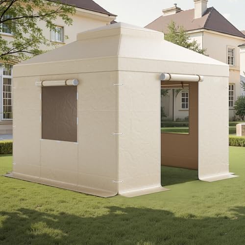 VEVOR Winter Pavillonabdeckung, passend für 3,05x3,05 m Pavillons mit Doppeldach, Ersatzabdeckung mit Seitenwänden & Netzfenstern, Lagerschutzabdeckungen, Pavillons Nicht im Lieferumfang enthalten von VEVOR
