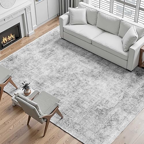 VEVOR Wohnzimmerteppich, 2743 x 3658 mm Kurzflor, waschbarer Flächenteppich im Boho-Stil, Rutschfester Teppich, Innenmatte für Schlafzimmer, Wohnzimmer, Kinderzimmer, Büro, grau VEVOR Wohnzimmerteppich, 2743 x 3658 mm Kurzflor, waschbarer Flächenteppich im Boho-Stil, Rutschfester Teppich, Innenmatte für Schlafzimmer, Wohnzimmer, Kinderzimmer, Büro, grau von VEVOR