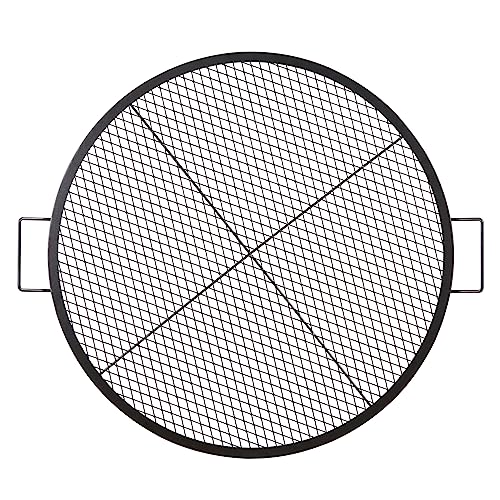 VEVOR X-Marks Feuerstellen-Grillrost, Φ 910 x 25 mm Lagerfeuer-BBQ-Grillrost aus Stahl mit Griff und Stütz-X-Draht, Tragbares Camping-Kochgeschirr für Partys und Zusammenkünfte im Freien, Schwarz von VEVOR