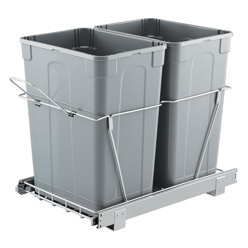 VEVOR ausziehbarer Mülleimer (35 Qt + 35 Qt) für Küchenschränke, doppelter Mülleimer unter der Spüle, Müllbehälter für unter die Spüle, mit robustem Vollauszug-Schiebesystem aus Metall & Griff von VEVOR