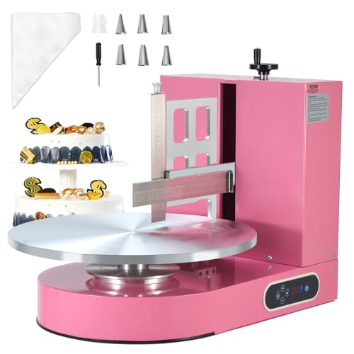VEVOR einstellbare Tortencremestreichmaschine elektrische Tortendekorationsmaschine zum Verteilen von Kuchencreme, zum Bestreichen und Schmieren von Kuchenglasuren, für 10,16 bis 40,64 cm Kuchen Rosa von VEVOR