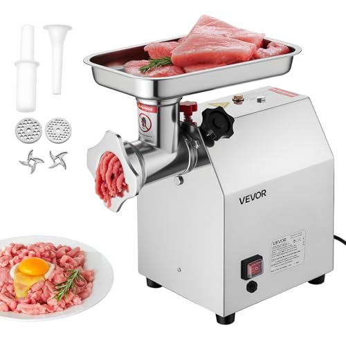 VEVOR elektrischer Fleischwolf mit 2,49 kg/min Kapazität, industrieller 850 W Tisch-Fleischwolf mit Klinge & Mahlplatte, Wurstmaschine, kommerzieller Fleischwolf aus Edelstahl für Küche Restaurant von VEVOR