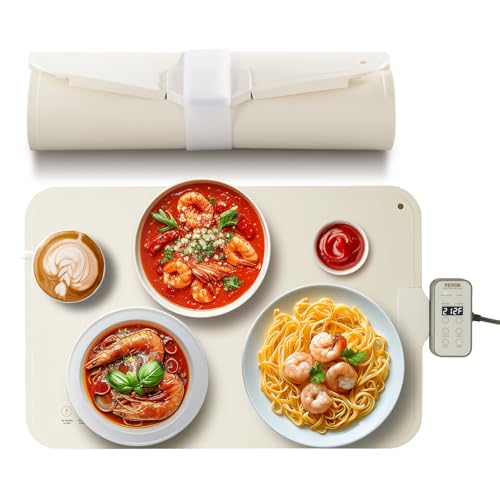 VEVOR elektrisches Warmhaltetablett Speisenwärmmatte 60 x 40 cm, tragbarer Speisenwärmer mit 4 einstellbaren Temperatureinstellungen, automatischer Abschaltung, Perfekt für Partys, Catering, Buffet von VEVOR