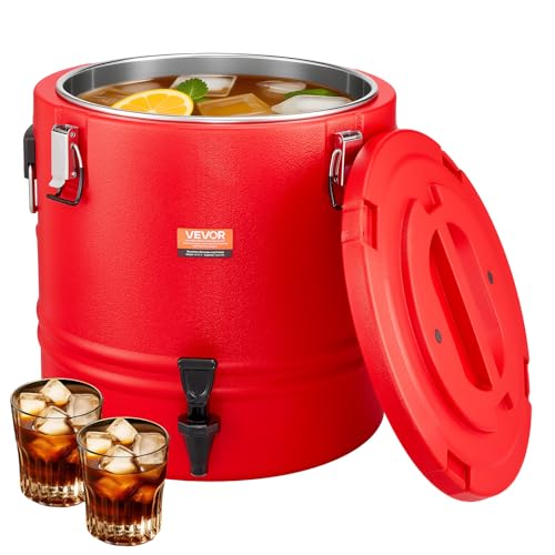 VEVOR isolierter Getränkespender 30 L Thermo-Getränkespender für Heiß- und Kaltgetränke mit Zapfhahn, lebensmittelechter Kühlkrug mit Innenseite aus 304er-Edelstahl, für Tee Kaffee Restaurant von VEVOR
