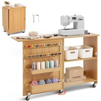 VEVOR klappbarer Nähtisch Mehrzweck Nähmaschinentisch mit Rädern & Regalen & Ablagefächern & Holzstiften & magnetischen Türen, Nähmaschine Holzfarbe VEVOR klappbarer Nähtisch Mehrzweck Nähmaschinentisch mit Rädern & Regalen & Ablagefächern & Holzstiften & magnetischen Türen, Nähmaschine Holzfarbe von VEVOR