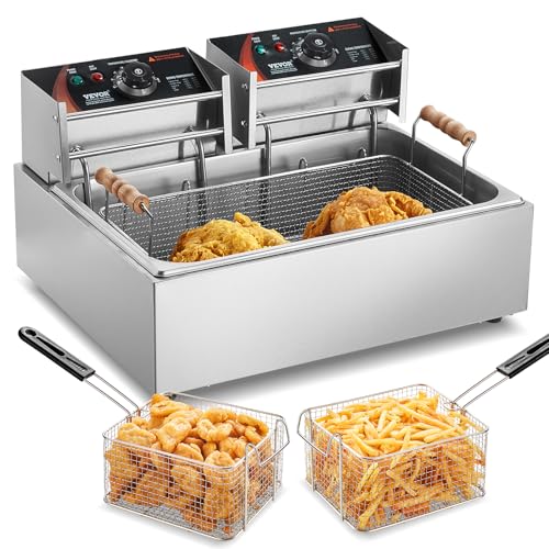 VEVOR kommerzielle Fritteuse, 3000 W elektrische Putenfritteuse mit 3 abnehmbaren Körben, 12 L Edelstahl Fritteuse mit großer Kapazität, für Küche Restaurant Café Bar Silber einstellbar 60-200 °C VEVOR kommerzielle Fritteuse, 3000 W elektrische Putenfritteuse mit 3 abnehmbaren Körben, 12 L Edelstahl Fritteuse mit großer Kapazität, für Küche Restaurant Café Bar Silber einstellbar 60-200 °C von VEVOR