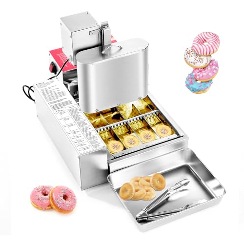 VEVOR kommerzielle automatische Donut Maschine Maker, 4-reihige Herstellungsausrüstung aus Edelstahl (240 Stk./h) elektrische Donut-Fritteuse mit intelligenter Steuerung für Bäckereien Restaurants von VEVOR