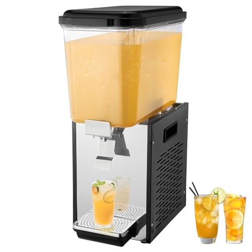 VEVOR kommerzieller Getränkespender mit 1 Tank, Saftspender 18 L (pro Tank), 300 W Edelstahl Eistee-Getränkeautomat mit 7–12 °C Kühltemperatur, für Kaltgetränke Restaurant Bar Party Buffet Catering von VEVOR