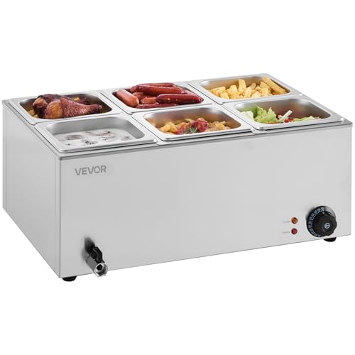VEVOR kommerzieller Speisenwärmer 13,5 L Speisebehälter 6 x 2.2L Edelstahl Buffetwärmer, elektrische Warmhalteplatte, 1200 W Profi Buffet-Wasserbad, Buffet-Bain-Marie, 30–85 °C Temperaturregelung VEVOR kommerzieller Speisenwärmer 13,5 L Speisebehälter 6 x 2.2L Edelstahl Buffetwärmer, elektrische Warmhalteplatte, 1200 W Profi Buffet-Wasserbad, Buffet-Bain-Marie, 30–85 °C Temperaturregelung von VEVOR