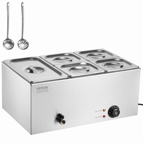 VEVOR kommerzieller Speisenwärmer Speisebehälter 1x 5.3L+4 x 2.2L Edelstahl Buffetwärmer, elektrische Warmhalteplatte, 1200 W Edelstahl Buffetbehälter, Buffet-Bain-Marie, 30–85 °C Temperaturregelung VEVOR kommerzieller Speisenwärmer Speisebehälter 1x 5.3L+4 x 2.2L Edelstahl Buffetwärmer, elektrische Warmhalteplatte, 1200 W Edelstahl Buffetbehälter, Buffet-Bain-Marie, 30–85 °C Temperaturregelung von VEVOR