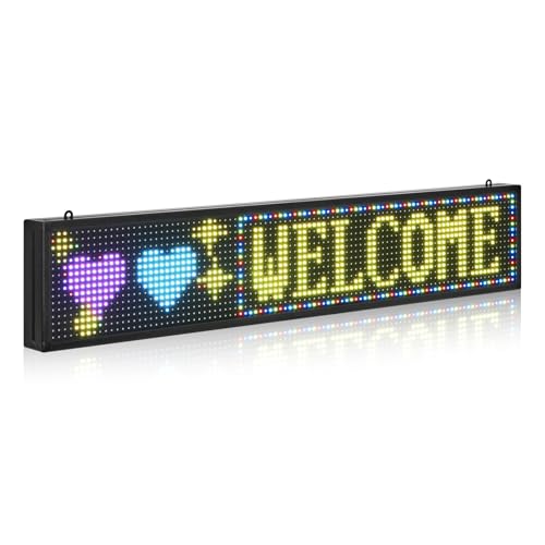 VEVOR programmierbare LED Zeichen P10 Vollfarbe flexibles digitales Scrolling Panel, DIY Anzeigetafel mit benutzerdefiniertem Textmuster und GIF & Bluetooth App Steuerung (990 x 190 x 55 mm) von VEVOR