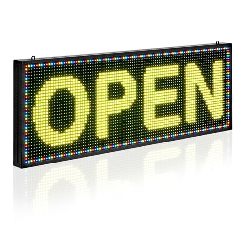 VEVOR programmierbare LED Zeichen P10 Vollfarbe flexibles digitales Scrolling Panel, DIY Anzeigetafel mit benutzerdefiniertem Textmuster und GIF & Bluetooth App Steuerung LED Laufschrift (99 x 35 cm) von VEVOR