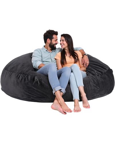 VEVOR runder Sitzsack Sitzkissen Bean Bag Erwachsene (1829 x 1829 x 508 mm) mit abnehmbarem & waschbarem Bezug, gefüllt mit holländischem Samt und hochdichtem Schaumstoff, Schlafzimmer Schwarz von VEVOR