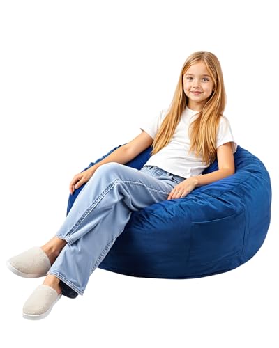 VEVOR runder Sitzsack Sitzkissen Bean Bag Gaming (89 x 89 x 56 cm) mit abnehmbarem & waschbarem Bezug, 25D Memory Foam gefüllt mit holländischem Samt, Sitzsack für Schlafzimmer Spielzimmer, Blau von VEVOR