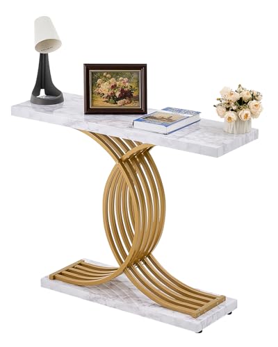 VEVOR schmaler Konsolentisch Eingangstisch (100 cm Länge / 49,9 kg belastbar), 3-stufiger Flurtisch Beistelltisch Sofatisch mit Metallrahmen, für Eingangsbereich Flur Wohnzimmer Schlafzimmer von VEVOR