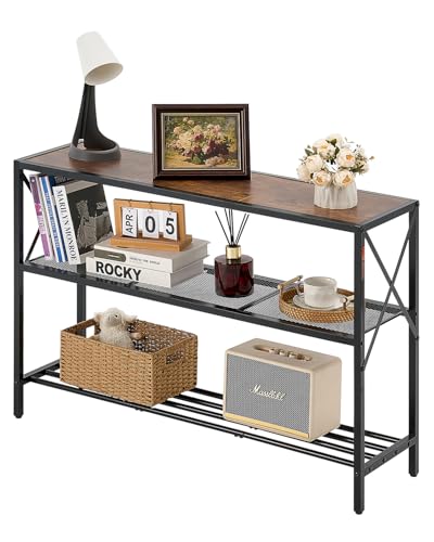 VEVOR schmaler Konsolentisch Eingangstisch (106 cm Länge / 45,3 kg belastbar), 3-stufiger Flurtisch Beistelltisch Sofatisch mit Metallrahmen, für Eingangsbereich Flur Wohnzimmer Schlafzimmer von VEVOR