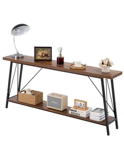 VEVOR schmaler Konsolentisch Eingangstisch (180 cm Länge / 45,3 kg belastbar), 2-stufiger Flurtisch Beistelltisch Sofatisch mit Metallrahmen, für Eingangsbereich Flur Wohnzimmer Schlafzimmer von VEVOR