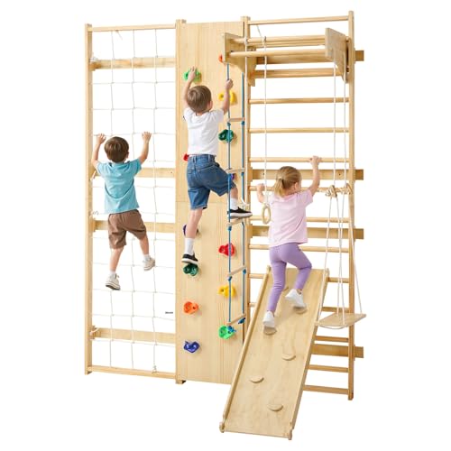 VEVOR schwedische Leiterwand 9 in 1 12-stufiges Kletterspielzeug aus Massivholz 100 kg belastbares Indoor-Klettergerüst mit Kletterwand Turnringen Klimmzugstange Rutsche Schaukel VEVOR schwedische Leiterwand 9 in 1 12-stufiges Kletterspielzeug aus Massivholz 100 kg belastbares Indoor-Klettergerüst mit Kletterwand Turnringen Klimmzugstange Rutsche Schaukel von VEVOR
