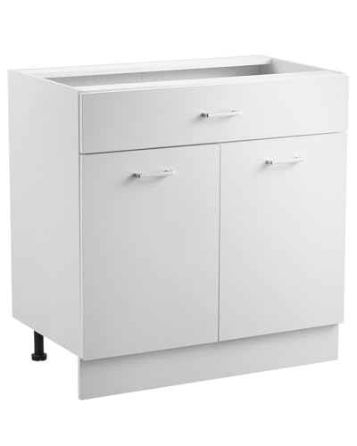 VEVOR weißer Unterschrank Küchenschrank mit Schubladen (800 x 475 x 816 mm) Schubladen-Unterschrank, Montagefertiger Schrank mit Soft-Close-Türen & verstellbarem Regal, für Haushalt Büro von VEVOR