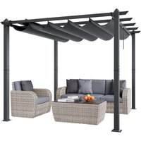 Vevor - 10'x10' einziehbare Pergola für den Außenbereich mit Baldachin, Aluminium-Pergola mit einziehbarem Baldachin, moderne Pergola mit von VEVOR