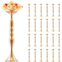 Vevor - 24Stück 50cm hohe Blumenvasen für Hochzeiten,Metall-Hochzeits-Tafelaufsatz,goldener Blumenarrangement-Ständer für Tische bei von VEVOR